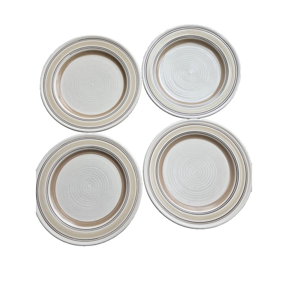 Set of 4 - Pfaltzgraff 11" Hand Painted Dinner Plates - Latte Pattern
